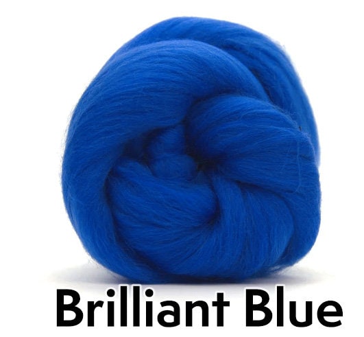 Blues | Extrafine Merino Wool Roving (Top), 18-19 Micron, 50 gr. (1.76 oz). For Wet Felting, Nuno Felting, Needle Felting, Spinning.