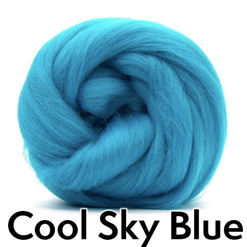 Blues | Extrafine Merino Wool Roving (Top), 18-19 Micron, 50 gr. (1.76 oz). For Wet Felting, Nuno Felting, Needle Felting, Spinning.
