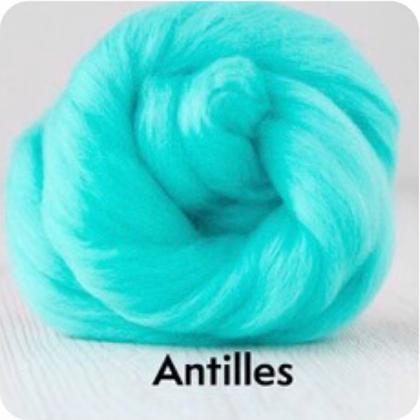 Blues | Extrafine Merino Wool Roving (Top), 18-19 Micron, 50 gr. (1.76 oz). For Wet Felting, Nuno Felting, Needle Felting, Spinning.