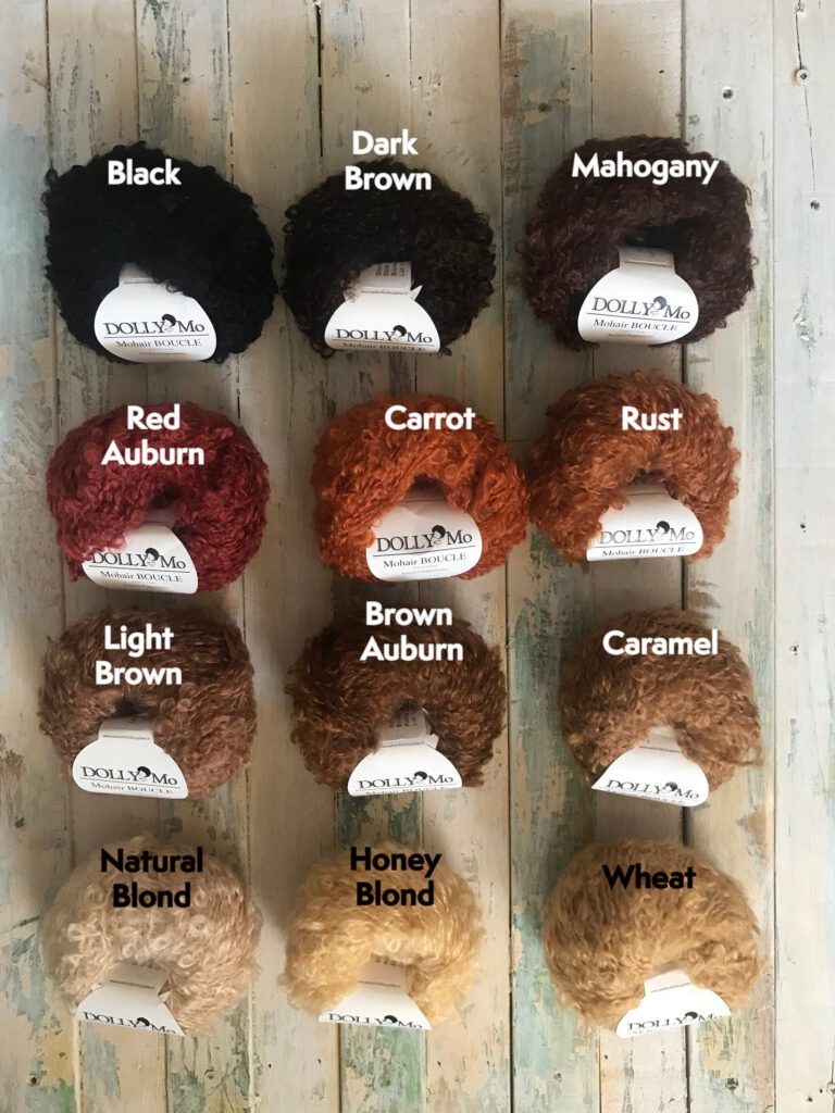 DollyMo - Mohair Bouclé (large curl) for Waldorf Doll Hair, Natural Cloth Doll, Natural Crafting