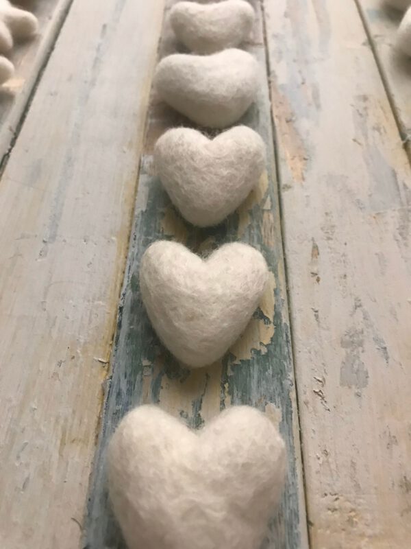 Felt Heart or Star or Drop – 100% Wool – Natural Colour – Great for Dyeing