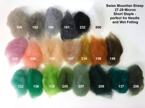 Swiss Mountain Sheep - Dyed Batt - Bergschaf - Valois - 27 micron - 50 gram units